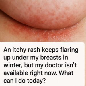 An itchy rash keeps flaring up under my breasts in winter, but my doctor isn’t available right now. What can I do today?